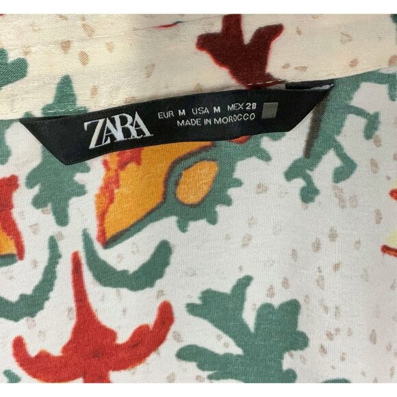 Zara Outerwear Duster Kimono Jacket M White Floral Thick Fabric Open Front Flowy - Picture 5 of 5